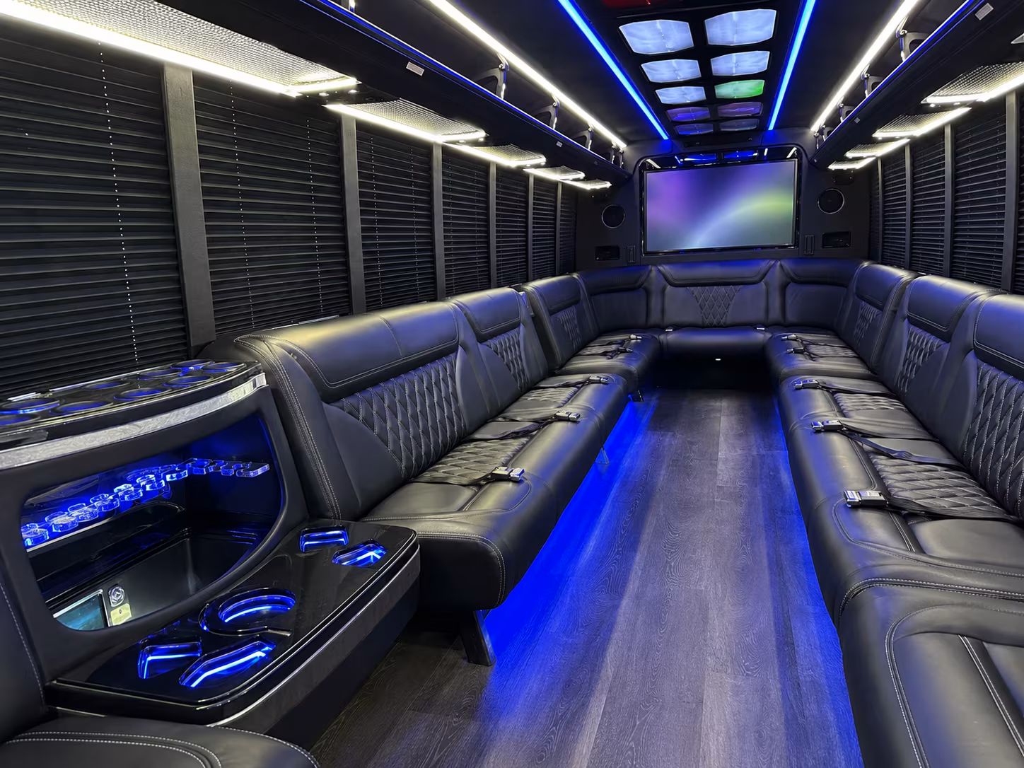 grand prairie 20 passenger party bus inside