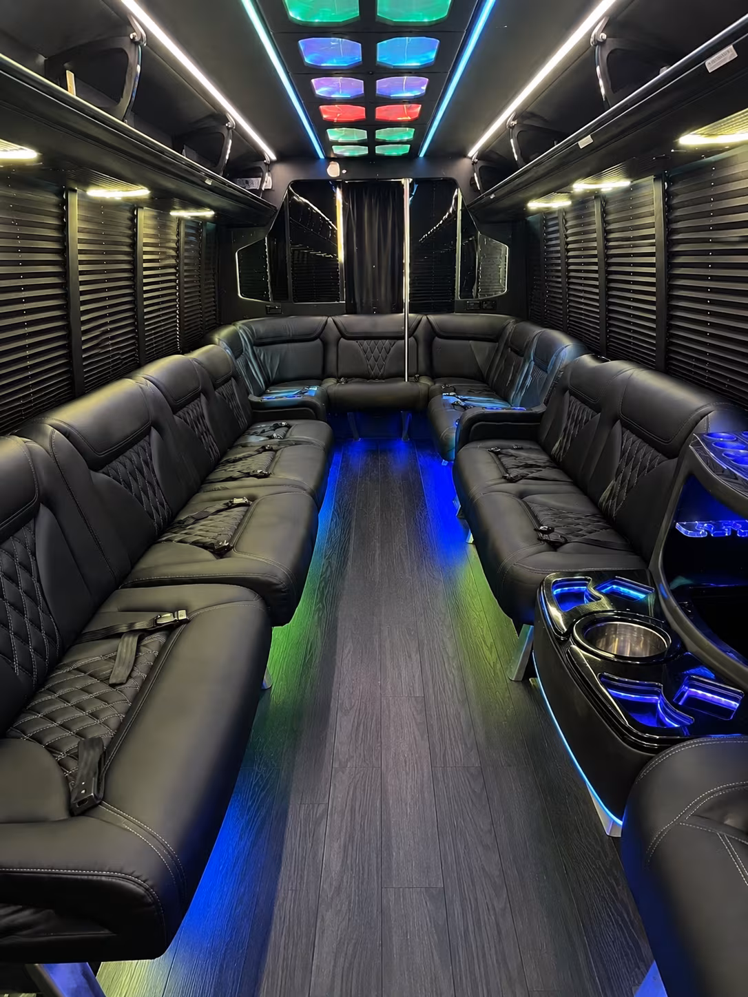 grand prairie 20 passenger party bus interior