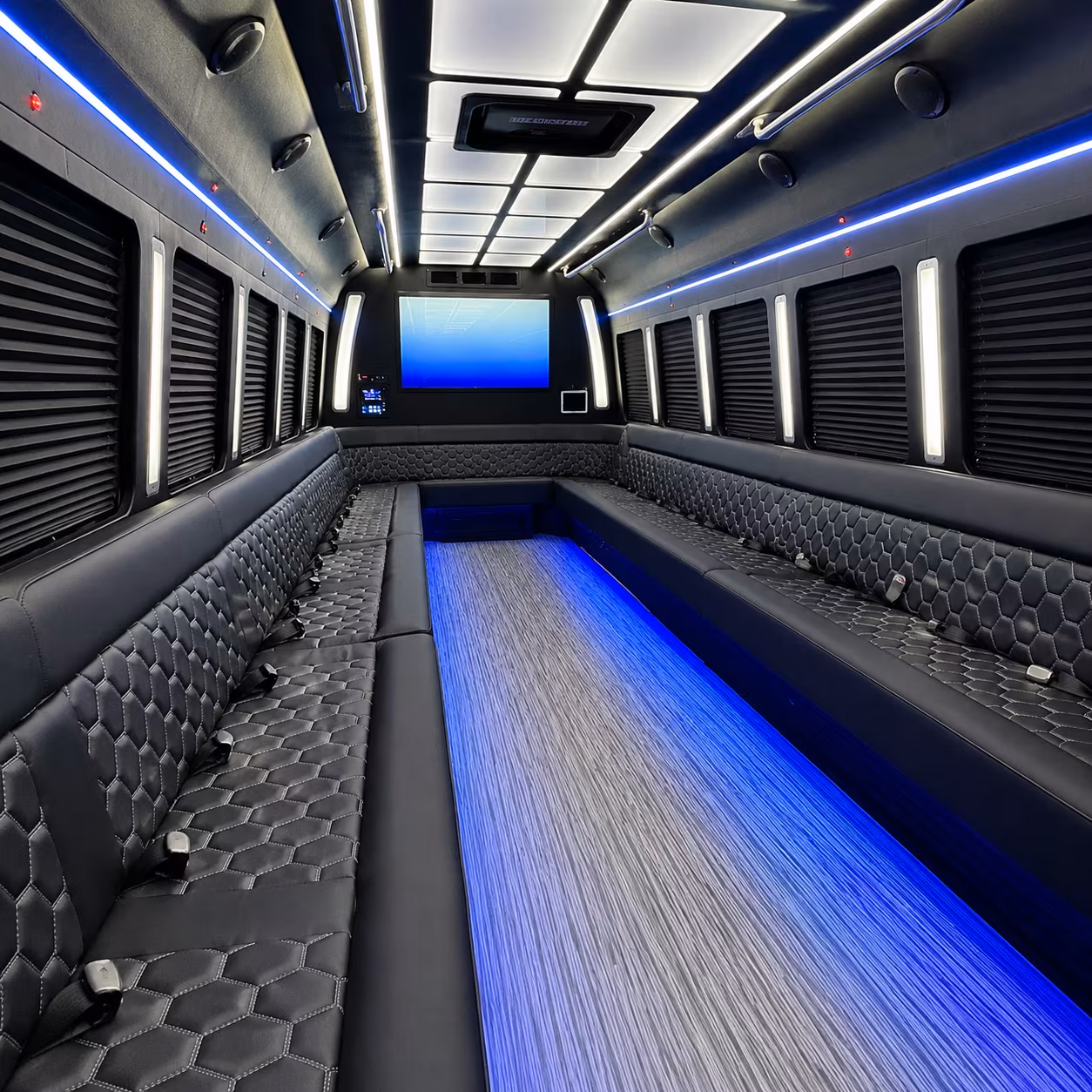 grand prairie 50 passenger party bus inside